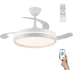 Michu Evo 72W LED Fan Folding Blades with Ignition Memory, APP, CCT Remote Control 3000-4000-6000K, Dimmable Intensity, Silent