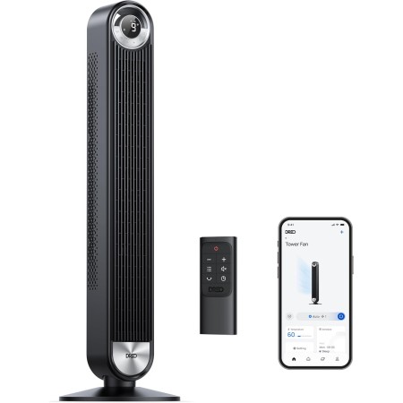Dreo 25dB Smart Tower Fan 106cm, Alexa WiFi, 90° Oscillating, 9 Speed Settings, 12H Timer, APP Control, Voice Control, Remote