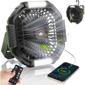 ZWOOS USB Camping Fan, Rechargeable 10400mAh Quiet Table/Wall Fan with 4 Speed Levels, Adjustable Table Fan with LED Light for