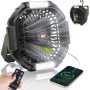 ZWOOS USB Camping Fan, Rechargeable 10400mAh Quiet Table/Wall Fan with 4 Speed Levels, Adjustable Table Fan with LED Light for