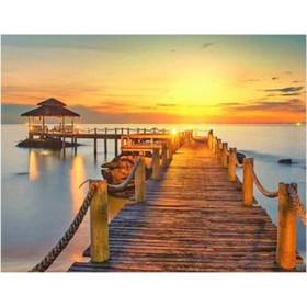 SHEGZHUC Pintura Diamante Puesta de Sol 50x40 cm Pintura Diamante Atardecer Pintura de Diamantes del Mar Kit Punto Diamante
