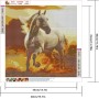 SHEGZHUC Cuadro Diamantes de Caballo 40x40cm Pintura Diamante Caballo Blanco Pintura Diamante Puesta de Sol Punto de Cruz