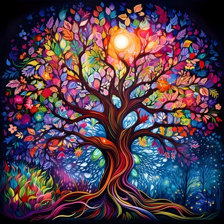 MEIYUDA 5D Diamond Painting Colorido Árbol de la Vida, Diamond Painting Kit Completo, Manualidades Adultos DIY Cristal Pintura