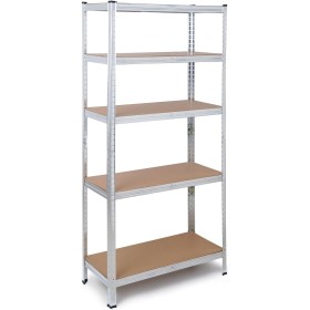The Homeweeks Estantería Metálica 180x90x40cm Galvanizada Modular.5 Baldas Ajustables MDF Carga 175 kg por Estante y 875 kg