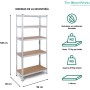 The Homeweeks Estantería Metálica 180x90x40cm Galvanizada Modular.5 Baldas Ajustables MDF Carga 175 kg por Estante y 875 kg