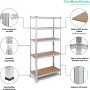 The Homeweeks Estantería Metálica 180x90x40cm Galvanizada Modular.5 Baldas Ajustables MDF Carga 175 kg por Estante y 875 kg