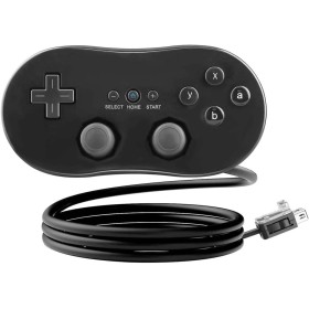 REY Mando Classic Controller para Nintendo Wii/Wii U/Wii Mini, Color Negro, Mando Clásico, Gamepad