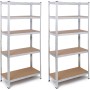 The Homeweeks Estantería Metálica 180x90x40cm Galvanizada Modular.5 Baldas Ajustables MDF Carga 175 kg por Estante y 875 kg