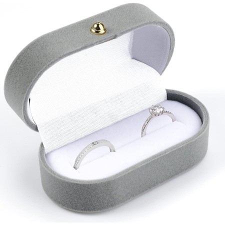 Porta Alianzas Boda de Terciopelo, Caja de Anillo, Caja Anillo Compromiso, Estuche de Anillo Almacenamiento Moda para Fiesta Día