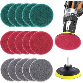 Glarks 16 Piezas 4 Pulgadas Taladro eléctrico Cepillo de Azulejos Estropajo Estropajo Almohadillas de Limpieza Kit con 4