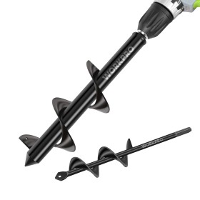WORKPRO 2-Piezas Broca Espiral de Jardín, Excavadora de Taladro de Jardín, Broca de Taladro Espiral, Broca de Barrena,
