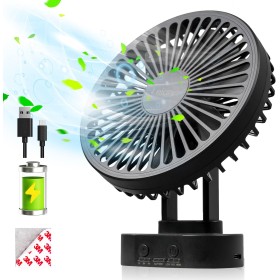 Leiorio USB Fan, 3600mAh Rechargeable Battery, Portable Table Fan with Magnetic Screws, Quiet with 3 Speeds for Desk, Kitchen,