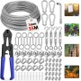 MWZEAUL 35m Cable Acero Alambre Plastificado,74pcs Kit de Cable Acero 3mm con Corta Cables,Tensor Cable Acero,para Cuerda