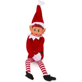 Elves Behavin' Badly- Elf Papá Noel Elfo de Vinilo Suave de Pierna Larga con Sombrero y Etiqueta, Color Rojo, 48 (PMS