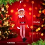 Elves Behavin' Badly- Elf Papá Noel Elfo de Vinilo Suave de Pierna Larga con Sombrero y Etiqueta, Color Rojo, 48 (PMS