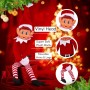 Elves Behavin' Badly- Elf Papá Noel Elfo de Vinilo Suave de Pierna Larga con Sombrero y Etiqueta, Color Rojo, 48 (PMS