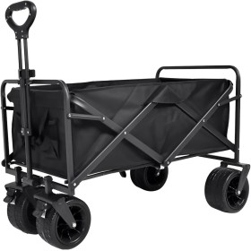 Carrito Plegable de Carga con Ruedas Todo Terreno, Carro de Transporte para Camping, Playa, Jardín y Compras, Estructura