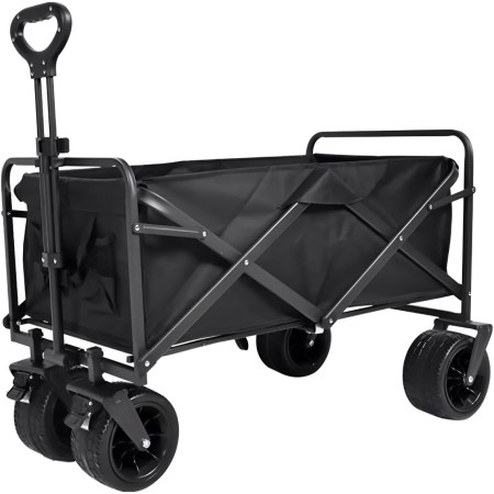 Carrito Plegable de Carga con Ruedas Todo Terreno, Carro de Transporte para Camping, Playa, Jardín y Compras, Estructura