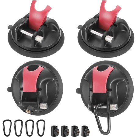 4Pcs Ventosas para Coche, Ventosas para Cristal Incluye Gancho en S, Ventosas Furgoneta Camper con Gancho para Correa con Anillo