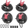 4Pcs Ventosas para Coche, Ventosas para Cristal Incluye Gancho en S, Ventosas Furgoneta Camper con Gancho para Correa con Anillo