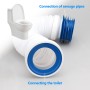 Desagüe de Inodoro 260-650 mm, PVC, Sellado Fiable, Flexible, Reemplazable, Conexión Universal para Sistemas Domésticos,