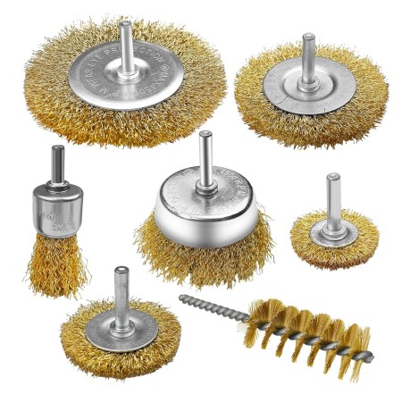 Dunkwckore 9 Piezas Cepillo Alambre Taladro, Vástago Redondo Cepillo para Taladro 6 mm Metalico Limpieza, Wire Brush, Lijadora
