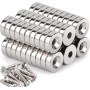 12 x 3 mm imanes fuertes con agujero, apertura de 4 mm, 30 unidades de imanes de neodimio con tornillos, pequeños y fuertes para