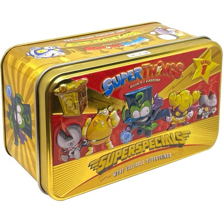 SUPERTHINGS Lata Gold, Contiene Todas Las Figuras Especiales de la Serie 1, Incluye el ultrararo (Enigma), 2 líderes Dorados, 6