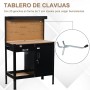 HOMCOM Banco de Trabajo 98,5x48x140 cm Carga 100 kg Mesa de Banco con Panel Perforado Cajón Estante y Armario con Cerradura