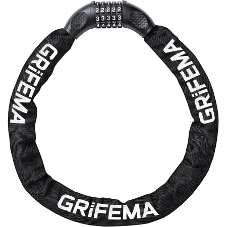 GRIFEMA GA1201-12 Candado de Bicicleta Antirrobo con Llave, Candado de Cadena para Bicicletas, Motos, Scooters, 120cm, Negro