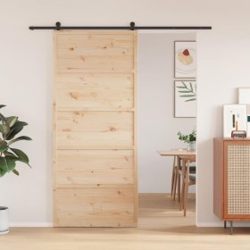 Homgoday Puerta de Granero Madera Maciza de Pino 90x208 cm Puertas Correderas Puerta Corredera para Corredera Madera
