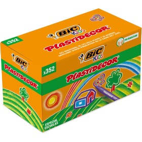BIC Kids Plastidecor Pack de Ceras lavables, especial escuelas, óptimo para niños a partir de 30 meses, antimanchas, Caja Beige