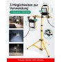 Aigostar Foco de Trabajo LED 30W 2700LM Foco LED Portátil con Enchufe, IP65 Impermeable Soporte plegable, para Uso en Interiores