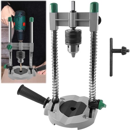 Soporte Taladro Vertical, Gradilla Ajustable, 45/60 /75/90° Soporte Taladro, Asiento Móvil en Forma de V Soporte para Taladro,