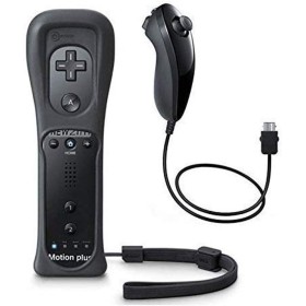 mini kitty 2 en 1 Motion Plus Mando y Nunchunk para Nintendo Wii/Wii u + Funda de Silicona - Negro