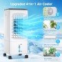 Portable Air Conditioner, 4-in-1 Large Air Cooler, 5.5L Tank, 60W Evaporative Climator, 1-7H Timers, 2 Modes 3 Speed, Wheels,