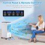 Portable Air Conditioner, 4-in-1 Large Air Cooler, 5.5L Tank, 60W Evaporative Climator, 1-7H Timers, 2 Modes 3 Speed, Wheels,
