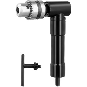 QWORK® Accesorio de taladro angular, portabrocas, 90 °, portabrocas de 0.8-10 mm, aleación de aluminio, par máximo 25 Nm