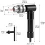 QWORK® Accesorio de taladro angular, portabrocas, 90 °, portabrocas de 0.8-10 mm, aleación de aluminio, par máximo 25 Nm