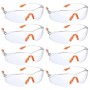 Ajuanbazha Pack de 8 Gafas de Seguridad Transparentes, Gafas Protectoras con Lentes Antiarañazos y Patillas de Goma, Gafas