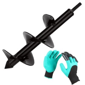 Aselected - Broca para taladro de jardín (100 mm de diámetro, con guantes, jardín, barrena para taladro eléctrico, herramienta
