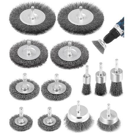 Kureny 13 Piezas Cepillo de Alambre para Taladro, 6mm Cepillos de Alambre Taladro,Cepillo Abrasivo para Taladro para EliminacióN