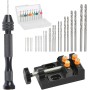 DODUOS 37 PCS Juego de Taladro de Mano Incluye Mini Plana Abrazadera, Mini taladros de PCB, Taladros Helicoidales de 0.5-3.0mm,