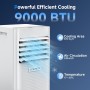 9000 BTU Portable Air Conditioner 3 in 1 Air Conditioner Dehumidifier and Fan, Remote Control, 24H Timer, Sleep Mode and