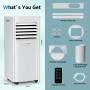 9000 BTU Portable Air Conditioner 3 in 1 Air Conditioner Dehumidifier and Fan, Remote Control, 24H Timer, Sleep Mode and
