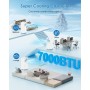 Portable Air Conditioner 7000 BTU, Cooling/Fan/Dehumidification/Sleep Mode 4 in 1, Touch/Remote Control, 24h Timer, 360° Wheels,