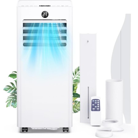 Portable Air Conditioner 7000 BTU, Cooling/Fan/Dehumidification/Sleep Mode 4 in 1, Touch/Remote Control, 24h Timer, 360° Wheels,