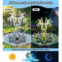 SZMP Fuente Solar - 3.5W 2025 Nuevo Bomba Solar para Estanque Exterior Solares para Jardin, 2200mAh Baterías con 8 Leds Colorido