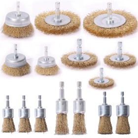 15 Piezas Juego de Cepillo para Taladro, Cepillo de Alambre para Taladro de 6.5 MM, Ruedas de Alambre de Acero, Juego de