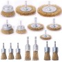 15 Piezas Juego de Cepillo para Taladro, Cepillo de Alambre para Taladro de 6.5 MM, Ruedas de Alambre de Acero, Juego de
